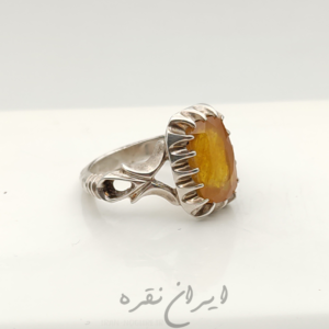 انگشتر نقره سنگ عقیق آفریقا با رکاب صفوی