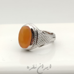 انگشتر نقره دستساز عقیق یمنی پرتقالی