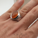 انگشتر نقره دستساز عقیق یمنی پرتقالی