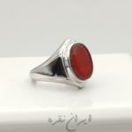 انگشتر نقره دستساز عقیق یمنی سرخ با رکاب فیلی