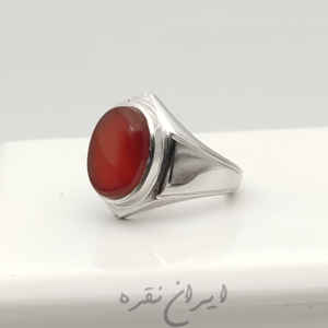 انگشتر نقره دستساز عقیق یمنی سرخ با رکاب فیلی