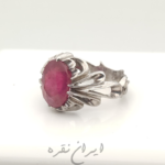 انگشتر نقره دستساز نگین یاقوت سرخ آفریقایی