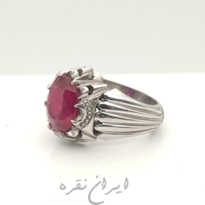 انگشتر نقره دستساز با نگین یاقوت سرخ آفریقایی
