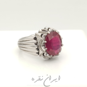 انگشتر نقره دستساز با یاقوت سرخ آفریقایی