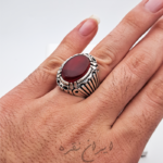 انگشتر نقره عقیق خراسان با رکاب ماشینی