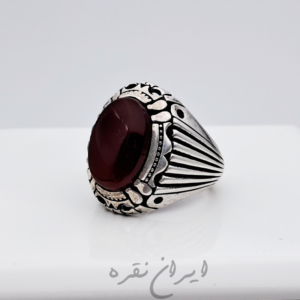 انگشتر نقره عقیق خراسان با رکاب ماشینی