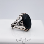 انگشتر نقره ماشینی با نگین یشم