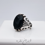 انگشتر نقره ماشینی با نگین یشم