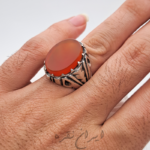 انگشتر ماشینی با سنگ عقیق یمنی