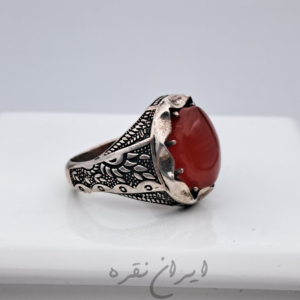 انگشتر ماشینی عقیق یمنی پرتقالی