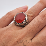 انگشتر ماشینی عقیق یمنی پرتقالی