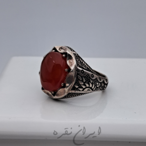 انگشتر ماشینی عقیق یمنی پرتقالی