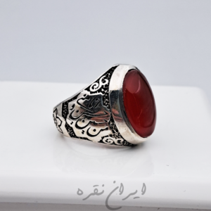 انگشتر نقره عقیق یمنی پرتقالی با رکاب ماشینی