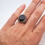 انگشتر نقره عقیق سرخ با رکاب ماشینی