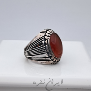 انگشتر عقیق یمنی پرتقالی رکاب ماشینی