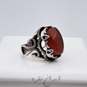 انگشتر ماشینی نقره عقیق یمنی پرتقالی