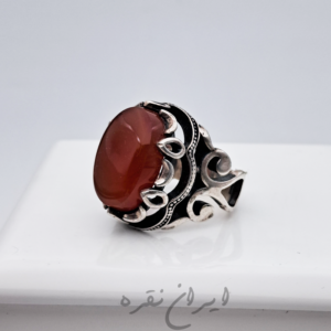 انگشتر ماشینی نقره عقیق یمنی پرتقالی