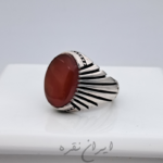 انگشتر نقره عقیق یمنی با رکاب ماشینی